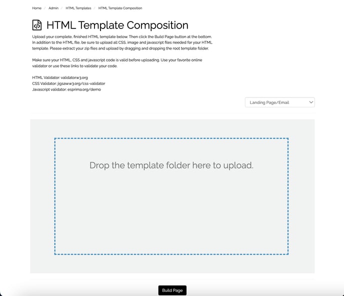 Installing an HTML Template